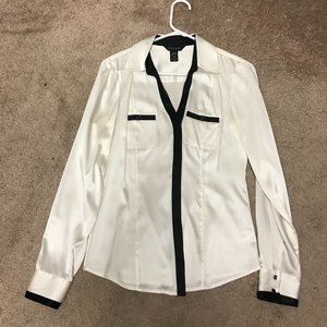 WHBM Long Sleeve Silk Stretch Blouse